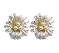 Floral Pearl Button Covers - Elegant Shirt Button Decor, Flower Shape Cufflink Accent, Metal Buttons Overlay with Easy Clip Closure, Apparel Supply for Blouse Dress Shirts, Office Event Outfit Styling