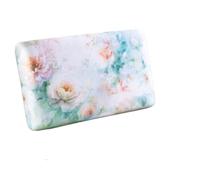Floral Printed Cooling Pillowcase Ice Silk Cold Touch Pillow Cover Breathable Protector For Night Sweats Summer Bed(He tang yue se lv-DH,40x60cm)
