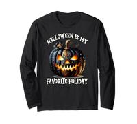 Floral Pumpkin for Goth Mom Halloween Is My Favorite Holiday Maglia a Manica