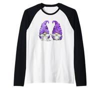 Floral Purple Valentine Gnomes for Mom Cute Floral GNOME Maglia con Maniche Raglan