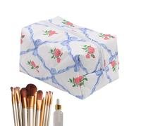 Floral Quilted Cosmetic Bag, Portable Toiletry Organizer, Makeup Storage Pouch, Convenient And Easy To Clean For Women And Girls, Toiletry & Travel Case, 6.3x3.74x3.94 Inches