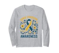 Floral Ribbon Down Syndrome Awareness Nastro Floreale per Maglia a Manica