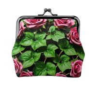 Floral Rose Ivy con foglie primavera stampato microfibra PU portafoglio in pelle bacio blocco mini sacchetto per rossetto chiave cambiamento organizzazione
