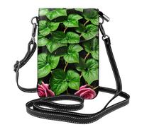Floral Rose Ivy Con Foglie Stampa Primavera Piccola Borsa In Pelle Del Telefono Cellulare Regolabile Spalla Corda Crossbody Borse Per