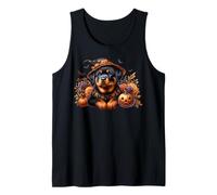 Floral Rottweiler Halloween Graphic with Bats And Pumpkins Canotta