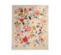 Floral Rug - 63x79 Inch Aesthetic Flower Carpet, Washable Decorative Floor Mat with Soft Plush Texture, Ideal for Home Living Room Nursery Bedroom Kitchen Bathroom Entryway Hallway Patio Backyard