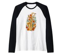 Floral Saxophone Jazz Music Saxophonist Maglia con Maniche Raglan