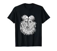 Floral Skeleton Couple Gothic Botanical Dark Romance Graphic Maglietta