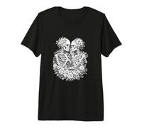 Floral Skeleton Couple Gothic Botanical Dark Romance Graphic Maglietta Premium