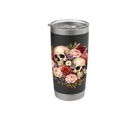 Floral Skull Bouquet Vintage Gothic Botanical Bicchiere termico in acciaio inox doppia parete