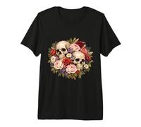 Floral Skull Bouquet Vintage Gothic Botanical Maglietta Premium