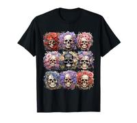Floral Skull Pattern for Women Mexican Skull with Flowers Maglietta