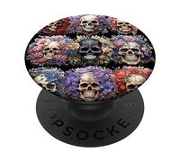Floral Skull Pattern For Women Mexican Skull With Flowers PopSockets PopGrip Adesivo