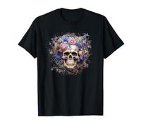 Floral Skull with Flowers for Mexican Women Dia De Muertos Maglietta