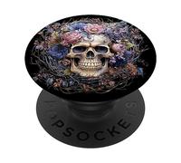 Floral Skull With Flowers For Mexican Women Dia De Muertos PopSockets PopGrip Adesivo