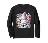 Floral Spring GNOME Graphic for Women And Mom Cute Flower Maglia a Manica