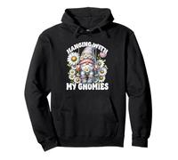 Floral Spring Must Haves With Daisy Flowers Gardening Gnome Felpa con Cappuccio