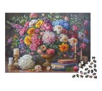 Floral Still Life Painting Puzzle 1000 Pezzi Cartone Spesso Per Bambini, Puzzle Relax Mentale, Divertimento Pausa Ufficio, Puzzle Più Venduto Per La Famiglia 70x50cm/1000pcs
