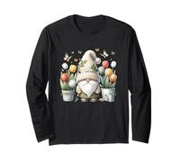 Floral Summer Gnome With Butterfly Decor Cute Tulip Flower Maglia a Manica