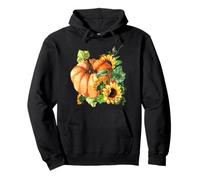 Floral Sunflower And Pumpkin Motif Cute Autumn Fall Graphic Felpa con Cappuccio