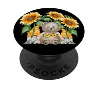 Floral Sunflower Gnome And Teddy Baer For Hippies And Summer PopSockets PopGrip Adesivo