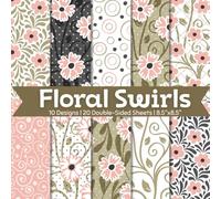 Floral Swirls Scrapbook Paper Craft Pad: 10 Flower Designs, 20 Double-Sided Sheets Printed on 8.5"x8.5" Size Paper With Premium Color. Great for Card ... Junk Journal, Decoration, DIY Projects Etc.
