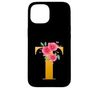 Floral T Alphabet Cute Initial Monogram Letter T Graphic Custodia per iPhone 15