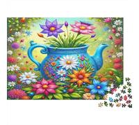 Floral Teapot Art 1000 Pezzi Cartolina Premium Pacchetto Puzzle Senior Jigsaw Entusiasti Difficile Sfidante Decorazione Murale Pacchetto Valore 70x50cm/1000pcs