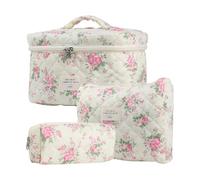 Floral Toiletry Bag - 3 pezzi Aesthetic Toiletry Bag | Multifunctional Toiletry Storage Bag | Large Capacity Makeup Bag Cotton Aesthetic Flower Toiletry Organizer Bag Travel Cosmetic Pouch for