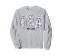 Floral USA Est 1776 America Patriottica 4 luglio Donne Ragazza Felpa