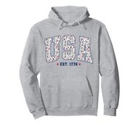 Floral USA Est 1776 America Patriottica 4 luglio Donne Ragazza Felpa con Cappuccio
