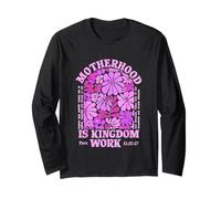 Floral Vintage Motherhood is Kingdom Work Mama Mothers Day T Maglia a Manica