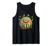 Floral Watermelon Face Whimsical Hawaiian Summer Vacation Canotta