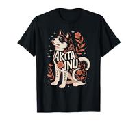 Floral Whimsical Japanese Akita Inu Maglietta