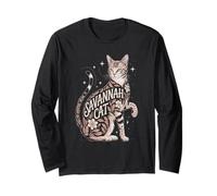 Floral Whimsical Savannah Cat Savannah Cats Maglia a Manica