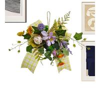 Floral Wreaths, Decorative Farmhouse Ornament, Spring Summer Flowered Circle, Rustic Door Wall Hanging, Charming Outdoor Indoor Decor For Entryway Gate Fireplace Porch Patio Garden Easter Holiday