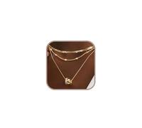 FloralGrace 1 pezzo Collana pendente a strati Rondelle oro donna, Collana marinara alla moda, Choker pendente cerchio delicato, Collana bicolore per donna con zirconi cubici oro