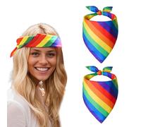 FloralGrace 2 confezioni fazzoletto quadrato arcobaleno, abbigliamento orgoglio donna uomo, accessori arcobaleno, foulard colorati costume donna, multicolore, L