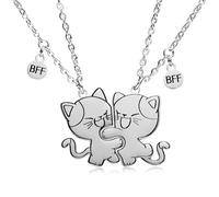 FloralGrace 2 Pezzi ciondoli Amico del Cuore Gioielli, catenazze Gatto Puzzle Collana 2 Regali collane Amicizia abbinabili per 2 Ragazzi Ragazze Sorelle