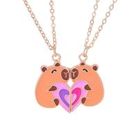 FloralGrace 2 Pezzi Collana Dell'Amicizia Capibara, Collane Dell'Amicizia Capibara per 2 Ragazze, Collana Amiche del Cuore BFF Mani Cuore Collane Corrispondenti, Pendente Capibara (Stile 3)