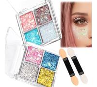 FloralGrace 2 Pezzi Glitter Palette con 8 Colori Gel per Viso, Viso per Bambini