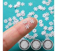 FloralGrace 300 mini fiocchi di neve in metallo per fai da te, 5 mm, piccole decorazioni natalizie, piccoli fiocchi di neve, piccoli fiocchi di neve (bianco)