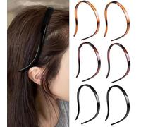 FloralGrace 6 cerchietti in plastica per portatori di occhiali, senza pressione, nessun mal di testa, comodi cerchietti per le donne, alla moda, sottili, antiscivolo (nero, tartaruga, caffè)