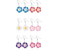 FloralGrace 6 Paia di Orecchini Fiore Plumeria Hawaii, Set di Orecchini Estivi, Leggeri e Colorati Orecchini Tropicali per Vacanze al Mare e Feste
