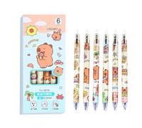 FloralGrace 6 Pezzi Penne cancellabili con meccanismo di retrazione, Penne a Gel cancellabili con Simpatico Design Capybara, Punta fine 0,5 mm, Inchiostro Blu (Capybara 2)