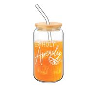 FloralGrace Aperol, bicchieri in vetro con coperchio e cannuccia, Holy Aperoly, regalo da donna, per cocktail, regali aperol, set regalo