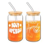 FloralGrace Aperol Spritz, 2 bicchieri con coperchio e cannuccia, aperol Spritz, 2 pezzi