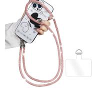 FloralGrace Cordino per telefono con strass glitterati, cavo lungo da appendere, corda per telefono, catena mobile anti-goccia, collana mobile, cinturino corto per telefono (rosa, 68 cm)