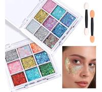 FloralGrace Face Glitter 2 Gel Palette 18 Campi Body Hair Glitter per Bambini Donne per Trucco Halloween Rave Concerto Face Paint