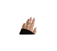 FloralGrace Set di 4 anelli in oro da donna, placcati in oro, impilabili, anelli regolabili per il fidanzamento, eleganti anelli in oro da donna, eleganti e senza tempo